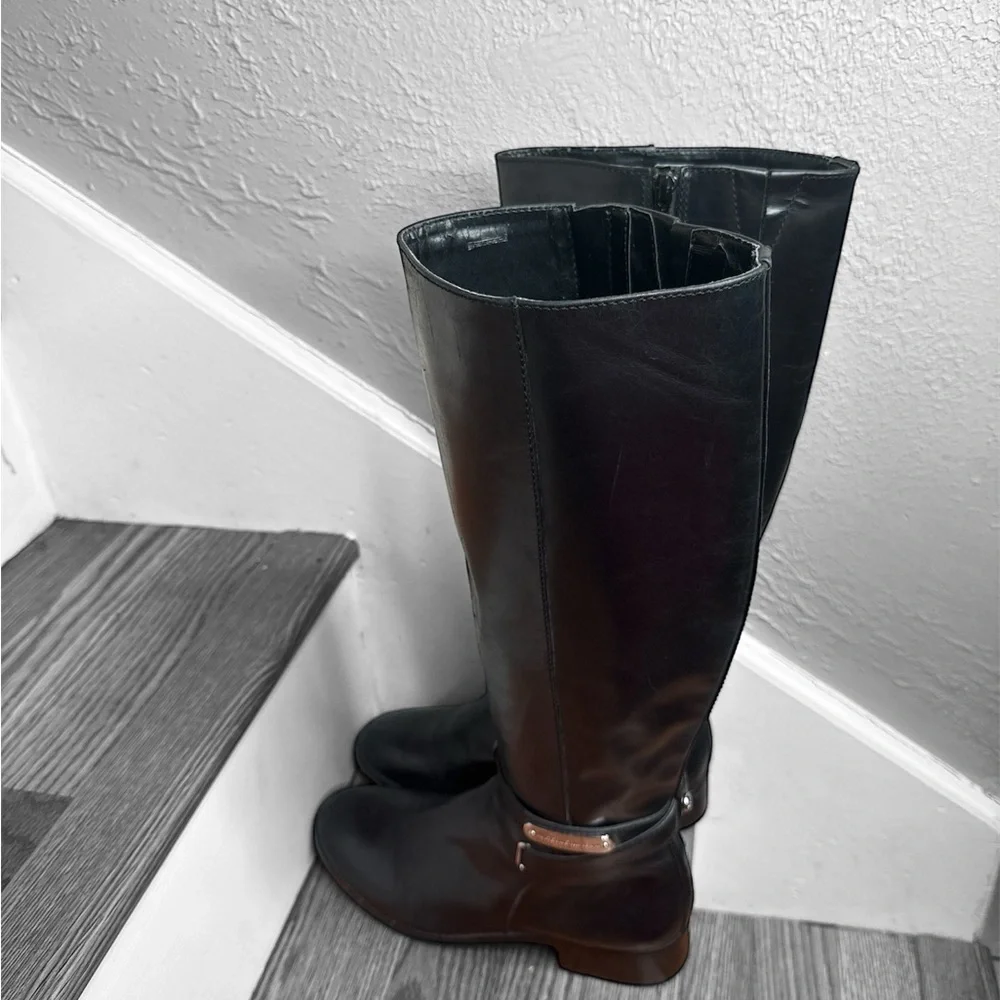Antonio Melani Black Leather Over the Knee Boots